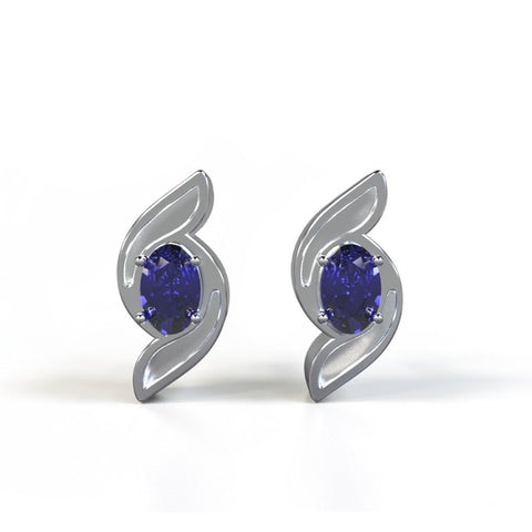 Ghirardelli Stud Earrings with Tanzanite in14kt White Gold