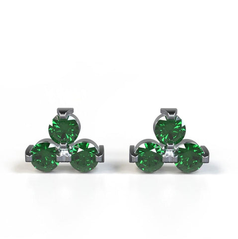 merced studs with round cut emeralds in 14kt white gold