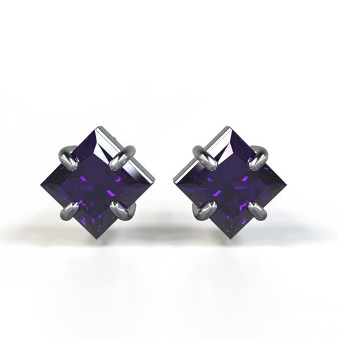 fargo studs with amethyst gemstones in sterling silver
