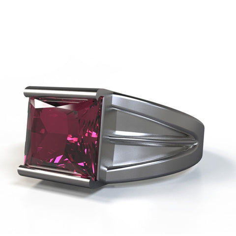 union square ring with rhodolite garnet in sterling silver