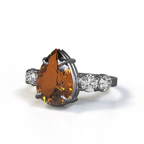 liberty ring with citrine center stone and white sapphire accent stones in sterling silver