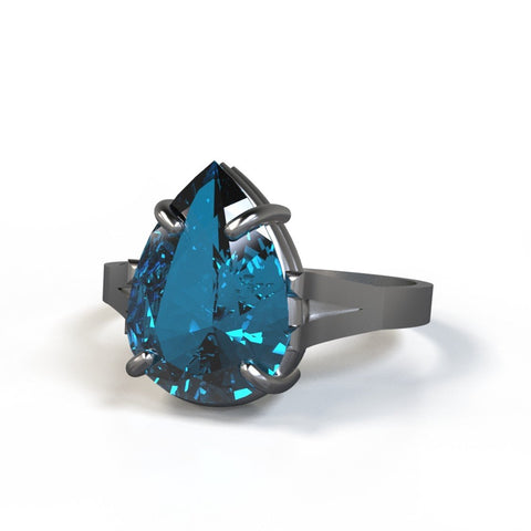 parkway ring with pear cut blue topaz in sterling silver
