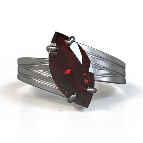 kezar ring with red garnet in sterling silver