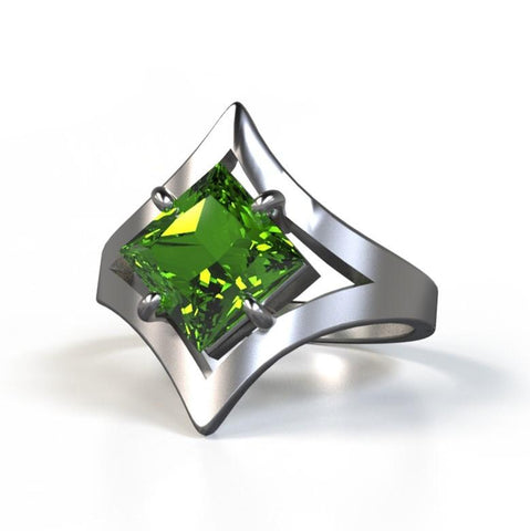 coit ring with peridot main gemstone in sterling silver